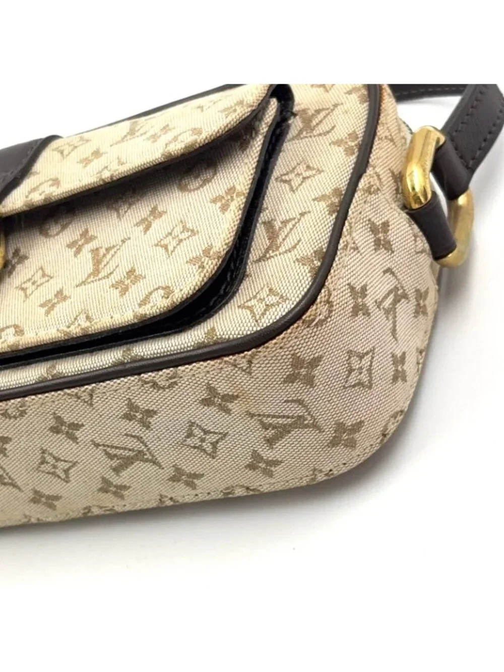 Louis Vuitton Juliette MM Monogram Mini Khaki Leather Canvas Dark Brown Beige